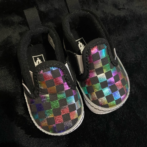 Vans Slip on Iridescent Checkered Crib shoe - Picture 1 of 5